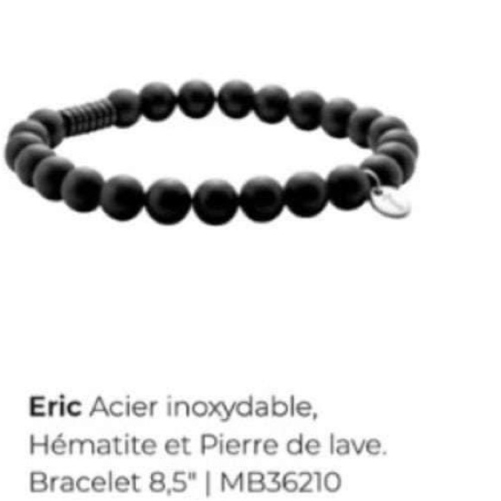 New Tocara Men Eric Unisex Bracelet 8,5” Lava Beads Hematite Stainless